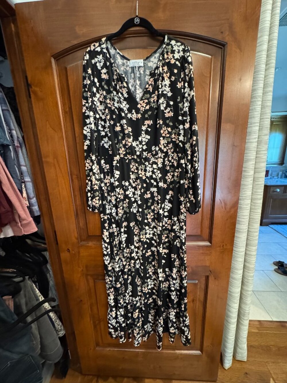 Ari Smocked Waist Long Sleeve Maxi Dress, XL